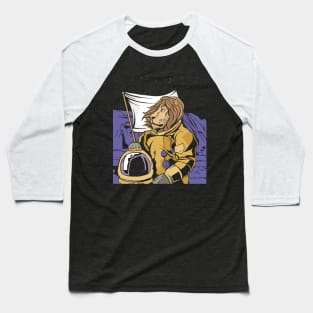 Lion Astronaut in Space Science Astronaut Baseball T-Shirt